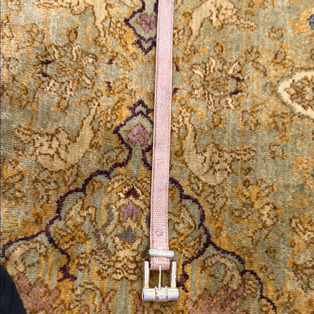 Women's Pink Leather Belt with Silver Buckle